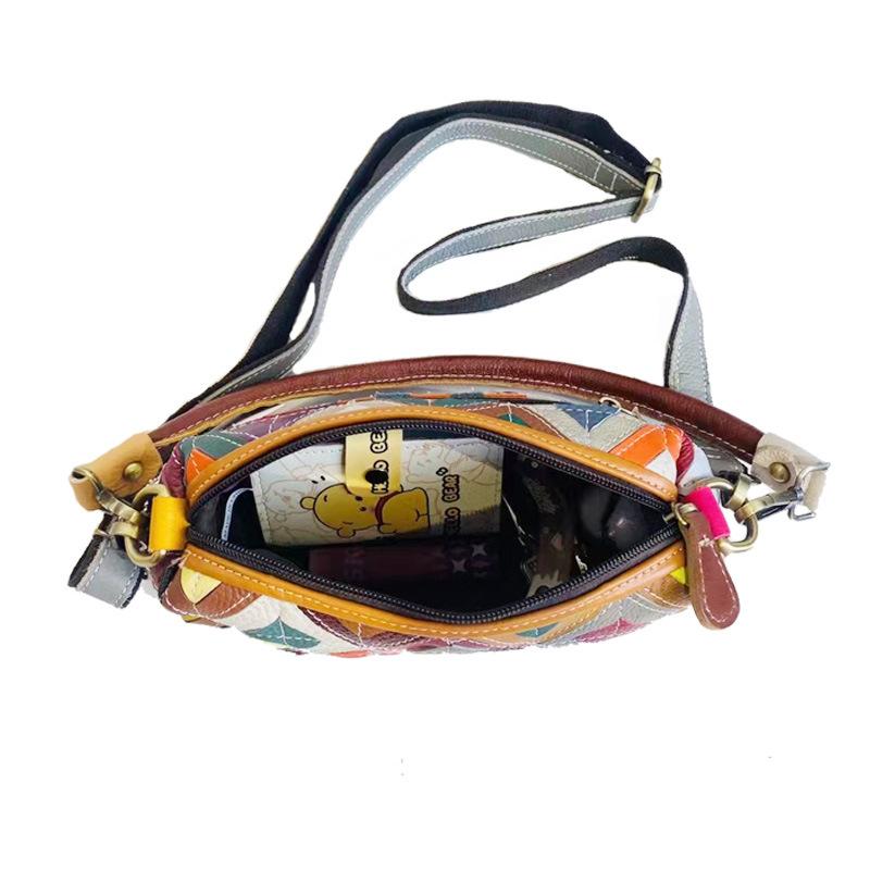 Bag Women'S Shoulder Bag Handbag Splicing Texture Retro Shoulder Messenger Bag