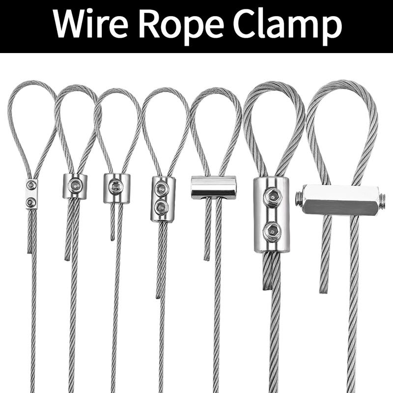 

1-4mm Adjustable Stainless Steel Wire Rope Metal Suspension Clamp Used For Hanging Accessories Sling Screws Cable Fixing Tools B 10PCS