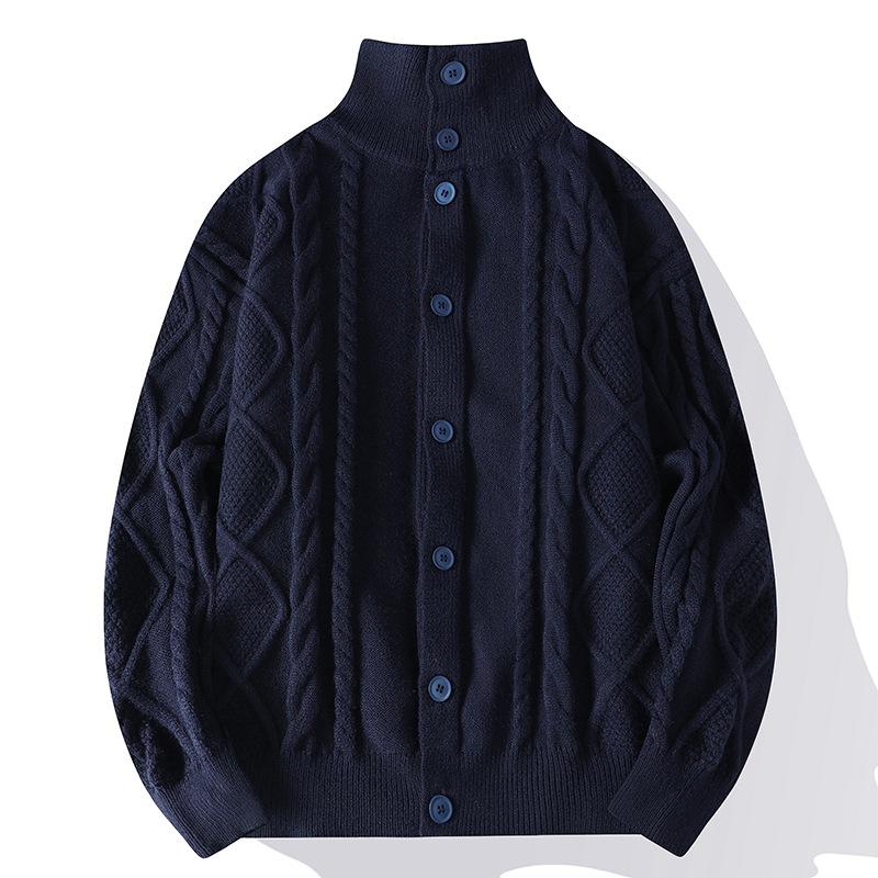 Autumn and Winter Fashion Jacquard Loose Turtleneck Knitted Jacket for Youth Daily Knitted Sweater