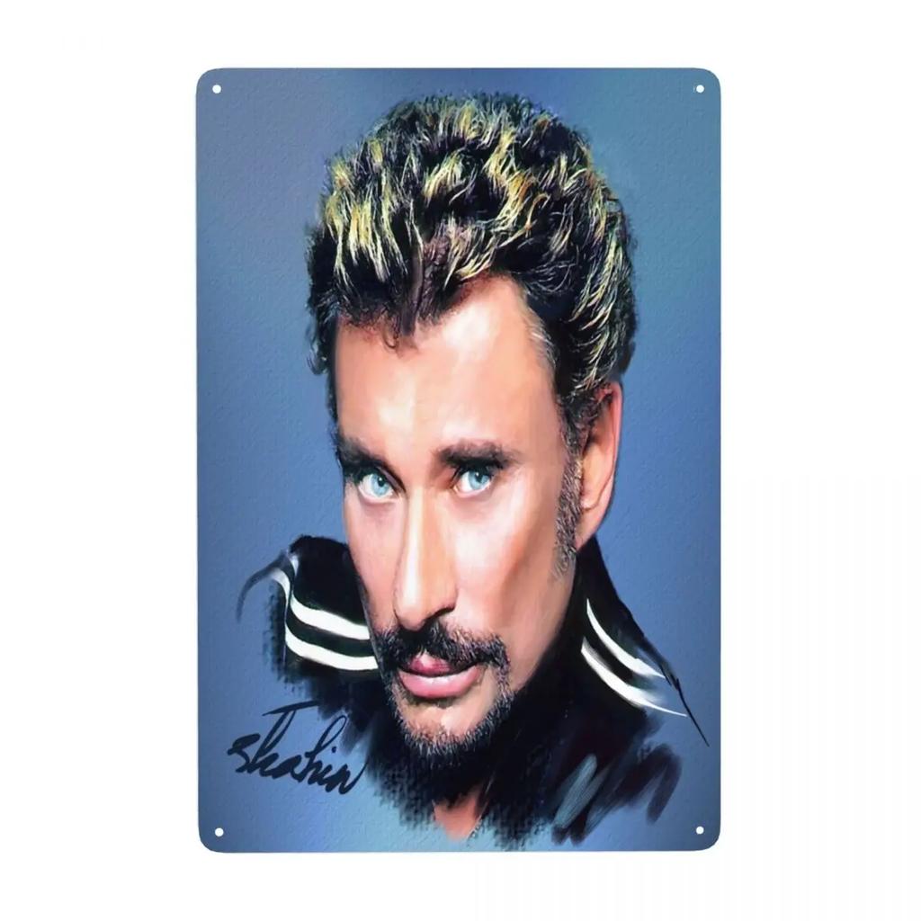 Motorrad Johnny Hallyday Schild Custom Retro Französischer Rocksänger Metallschilder für Club Cafe Restaurant Man Cave Bar Wanddekoration