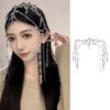 Long Tassel Water Drop Crystal Women Head Chains Clear Bead Forehead Headbands Wedding Party Fairy Ornaments Hairband