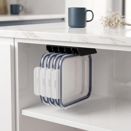 Under Cabinet Pot Lid Storage 5-Slot Organizer, Space Saving Vertical Hanging Rack, 3D Universal Rack for Round And Square Lids Print Resin
