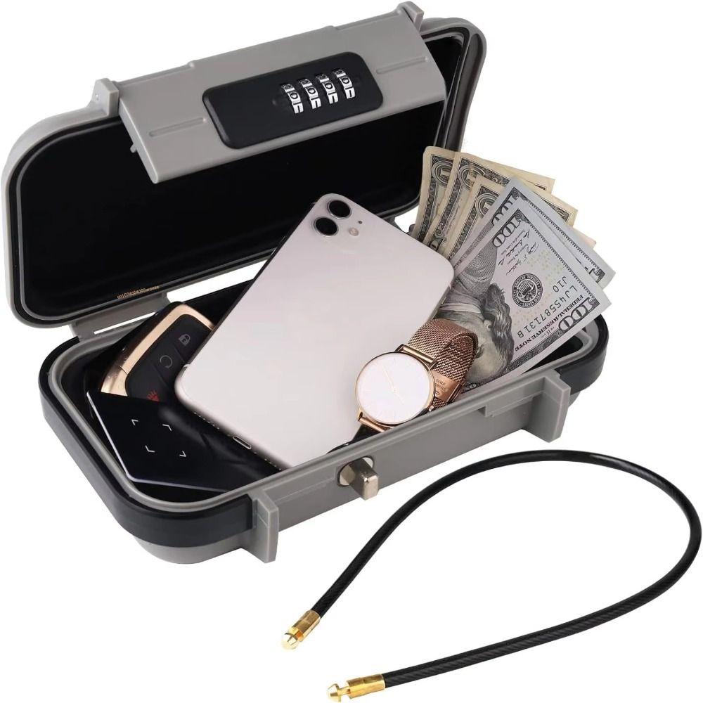 Security Lock Travel Safe Box with Removable Cable Handle Password Storage Box  Travel