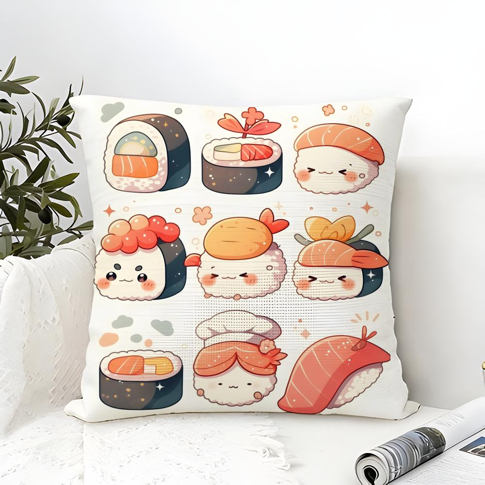 Fun Cute Sushi Pattern Pillow Case linen pillow case sofa home decor cushion cover cushion cove 30X30cm