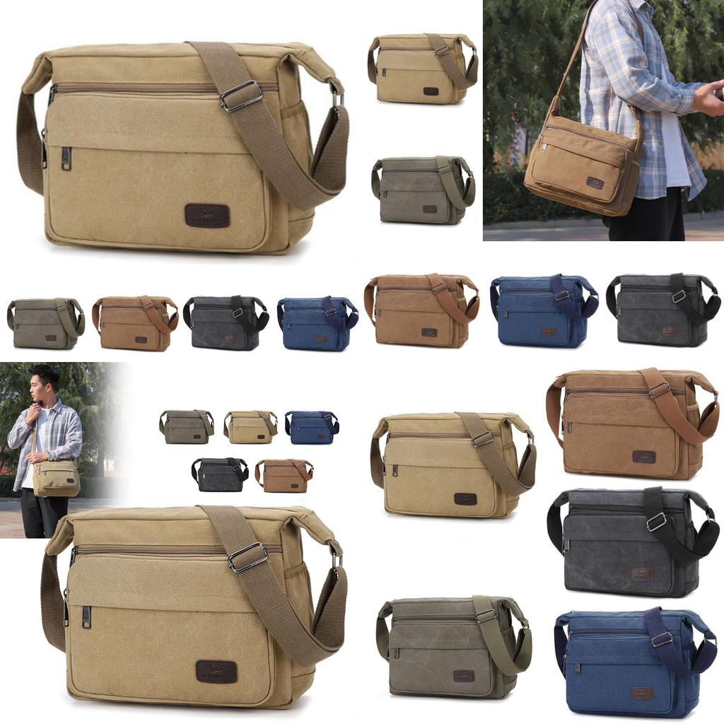 Large Capacity Canvas Shoulder Bag For Men Street Style Durable Material Travel Companion