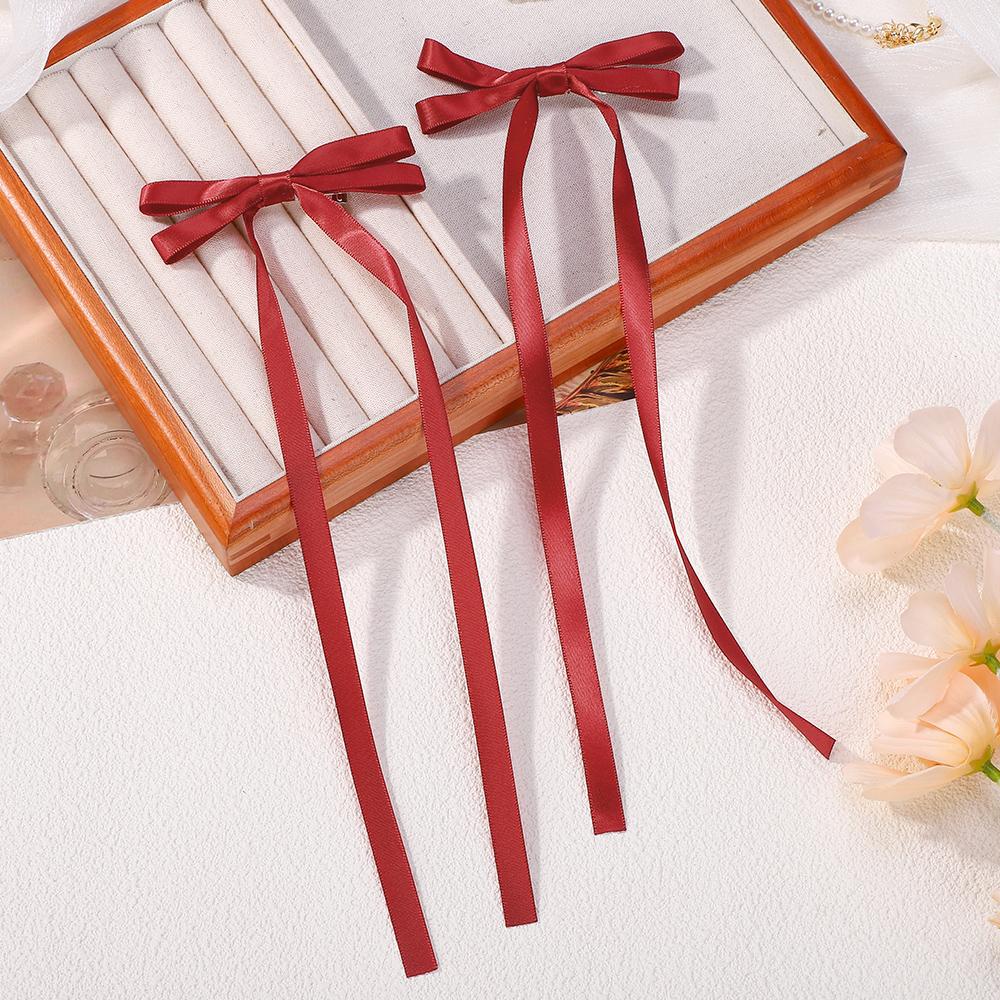 LOVEKIKI 2Pcs Long Tassel Hair Bow Hair Clips for Girl Lovely Ribbon Headwear Ins Party Ponytail Barrette Women Hair Accessories