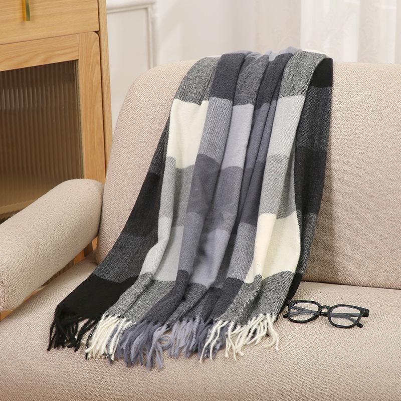 2025 Autumn/Winter Plaid Scarf for Women - Sweet Japanese & Korean Style, Warm Neck Warmer, Fashionable Imitation Cashmere Shawl