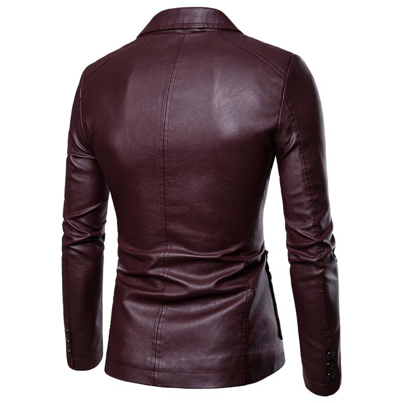 2021 Men's Single-Breasted Washed Leather Suit Jacket Youth Outerwear