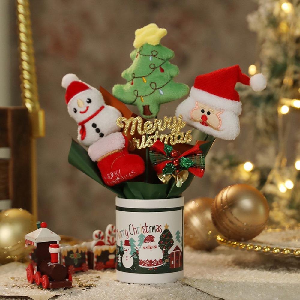 Cartoon Christmas Plush Bear Bouquet Christmas Tree Snowman Bear Christmas Ornaments Santa Claus Elk Deer