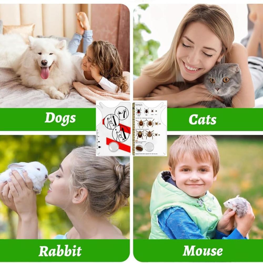 Tick Remover Tools,2 Pcs Tick Catching Card with Magnifying Glass Pets Lice Catcher Plastic Tick Remover Card Suitable for Removing Ticks on Cats and