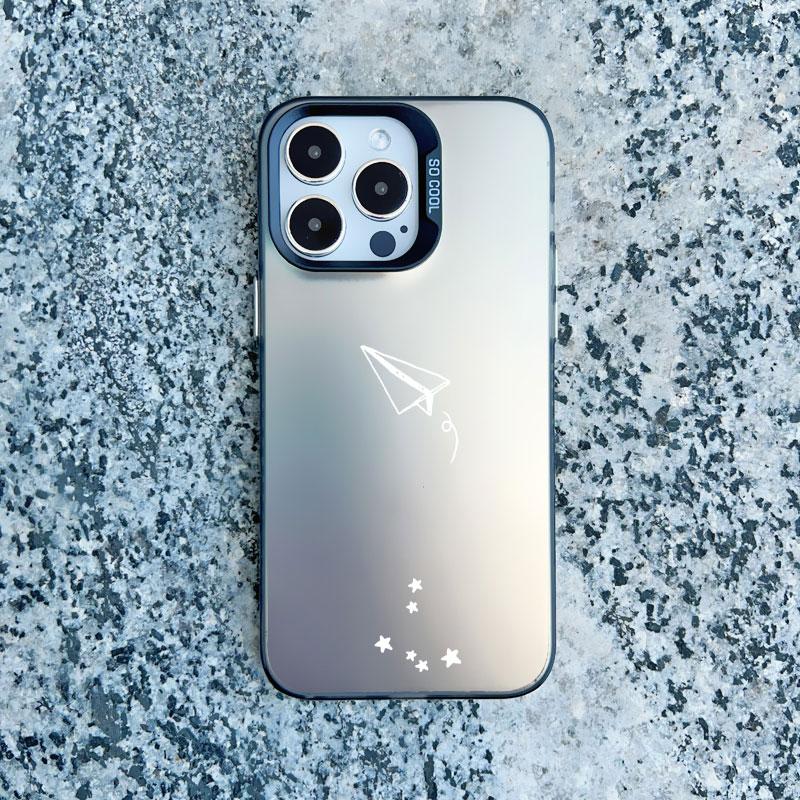 Aircraft Airplane Heart Couple Phone Case For Apple iPhone 13 Mini 12 11 Pro Max 16 14 15 Pro Max Plus Shockproof Laser Cover