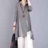 Women Shirt Lapel Long Sleeve Single Breasted Shirt Tops Irregular Hem Solid Color Mid-length Leisure Shirt