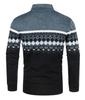 Men's Korean Style Slim-Fit Jacquard Knit Cardigan with Stand Collar