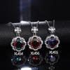 Silver Plated Colorful Round CZ Halo Pendant Necklace, Floral Frame Moving Stone Cable Chain Necklace for Women