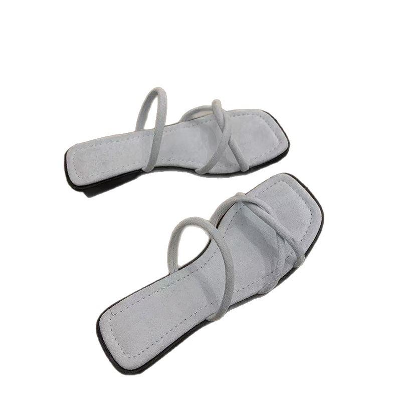 French Slippers Women's Summer Wear Fashion 2025 New Suede Retro Temperament with Skirt Low Thick Heel Cool Slippers