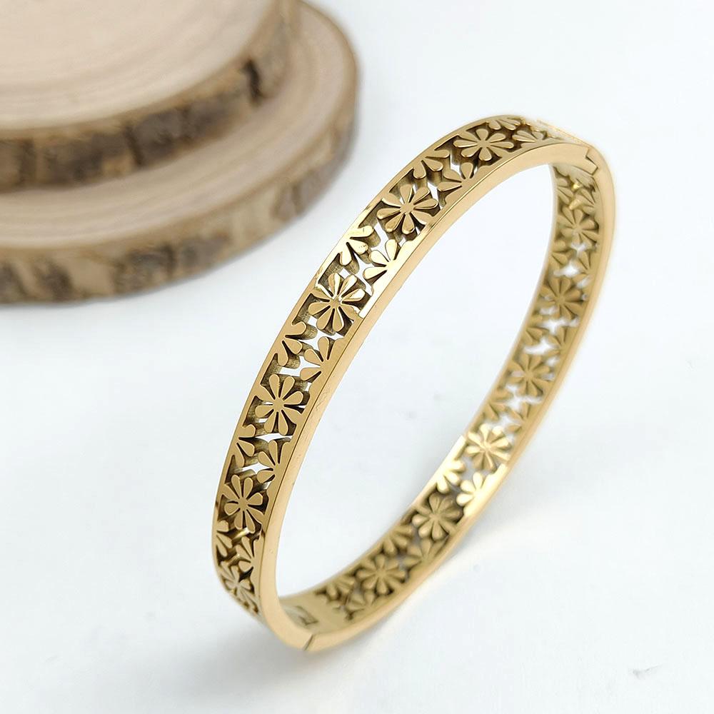 New Honeycomb Sunflower 18K Gold-plated Stainless Steel Bracelet, Waterproof, No Rust and Fading, Wedding Party Gift