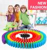 New Kids 100pcs Children Color Sort Rainbow Wood Domino Blocks Kits Early Bright Dominoes Games Educational Toys Gift