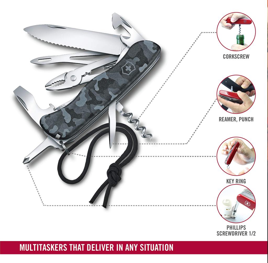 VICTORINOX Skipper Knife Lanyard Shackle Key Equipped with Marlin Spike Swiss Made Multi Tool Essential for Navigation []
