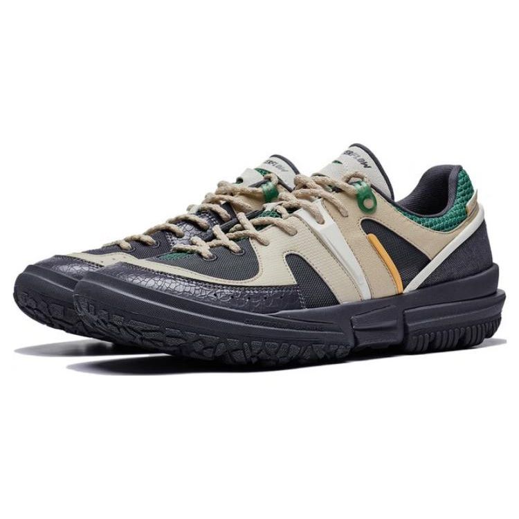 LiNing Linchuan Lite Fabric Synthetic Leather Slip Resistant Durable Low Top Casual Shoes Men Shoes Black Brown AGLS259-1