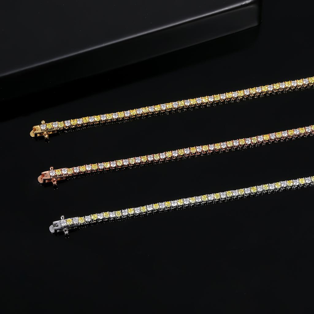 A New 2mm Copper Inlaid Zircon Tennis Necklace Neck Chain Fashionable Design, Popular