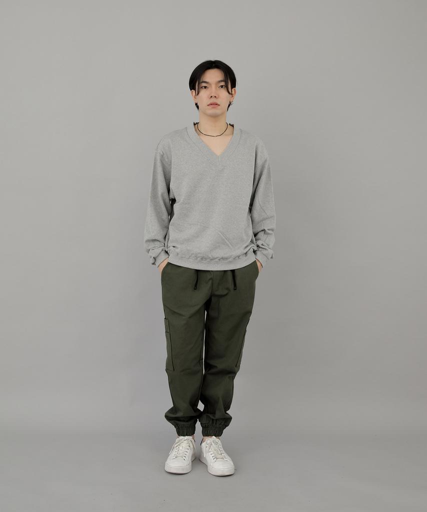 Seinteukeulu Bold V-Neck Sweatshirt Bvn-801 Gray