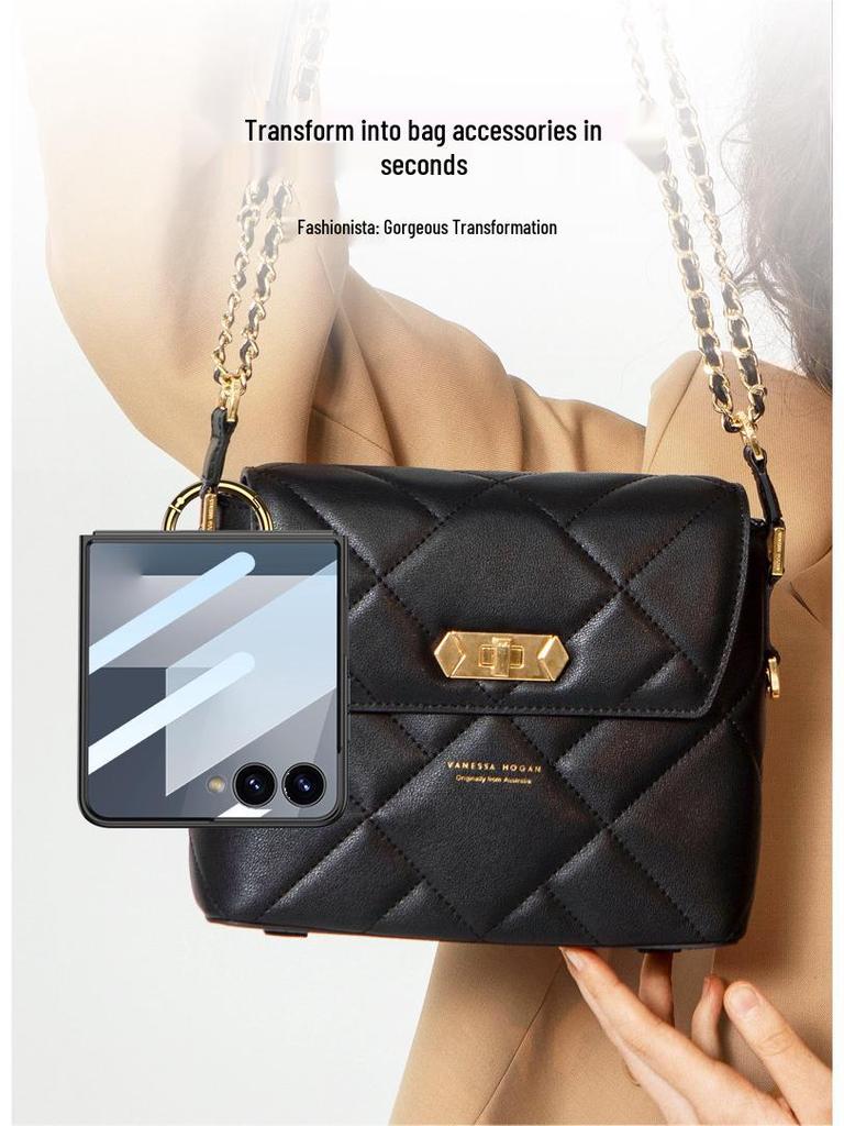 Samsung Z Flip7 Ultra-Thin Leather Case: Full Coverage, Card Holder, Ring, Anti-Drop Protection