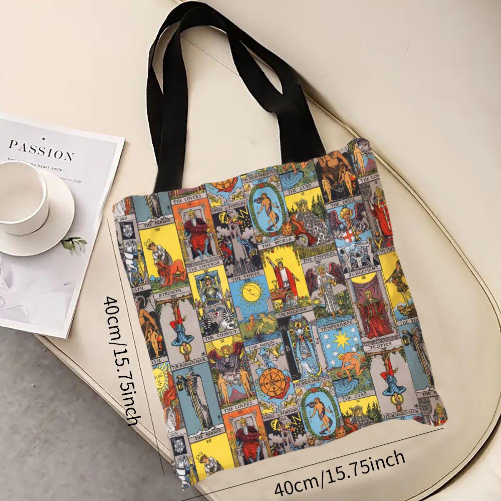 The Major Arcana of Tarot Printed Tote Bag Shopper Handbag Girl Shoulder Shopping Bag Casual Outdoor Beach Tote Bag
