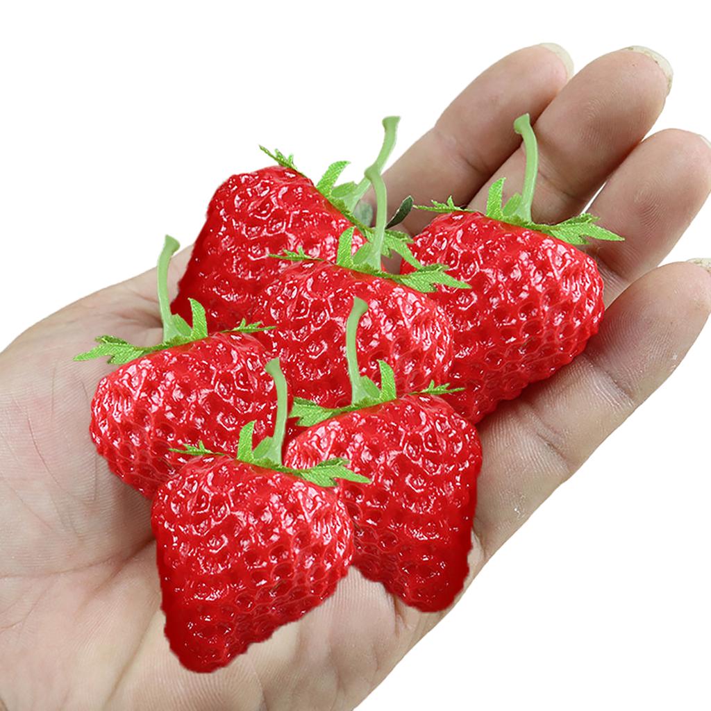 20Pcs Artificial Red Strawberries Plastic Fake Fruit