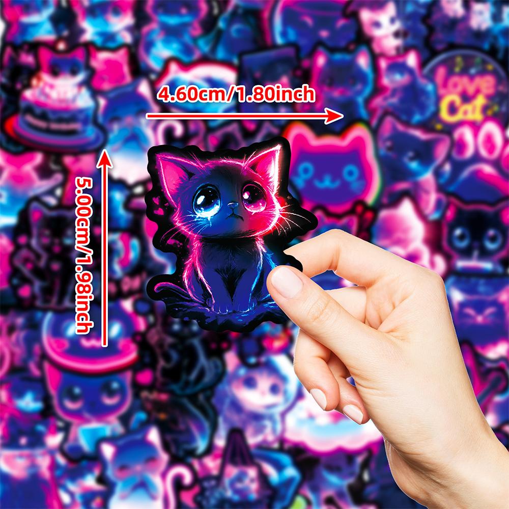 10/30/50pcs Cute Neon Light Cat Sticker Kawaii Animal Cartoon Decals DIY Stationery Fridge Suitcase Aesthetic Graffiti Sticker