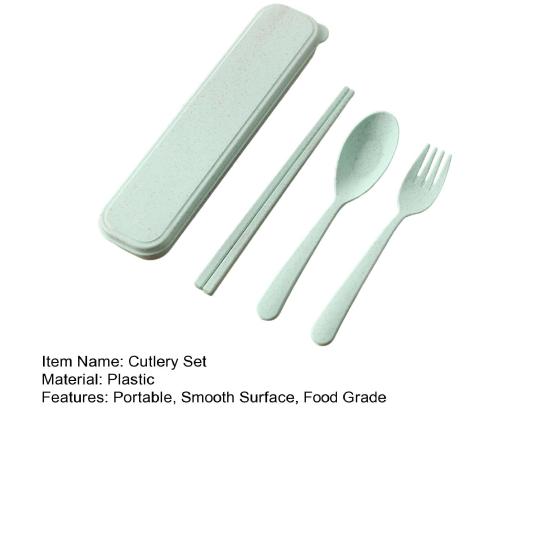 Set de 3 bucăți/set de tacâmuri cu durată lungă de viață, fără bavuri, pentru călătorie, portabile, cu lingură, furculiță.