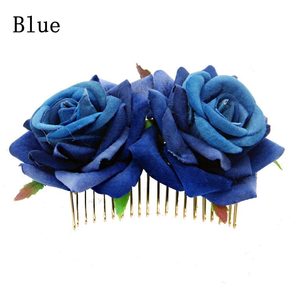 Ladies Elegant Bridal Flower Hair Comb Wedding Accessories Red Rose Hairpin Bridesmaid Hair Jewelry