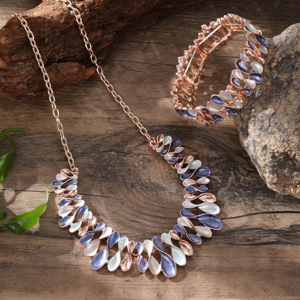 Neues Farböl-Gemälde geometrisches Blumenarmband Halskette Set, modische und hochwertige Damen-Bankett-Accessoires