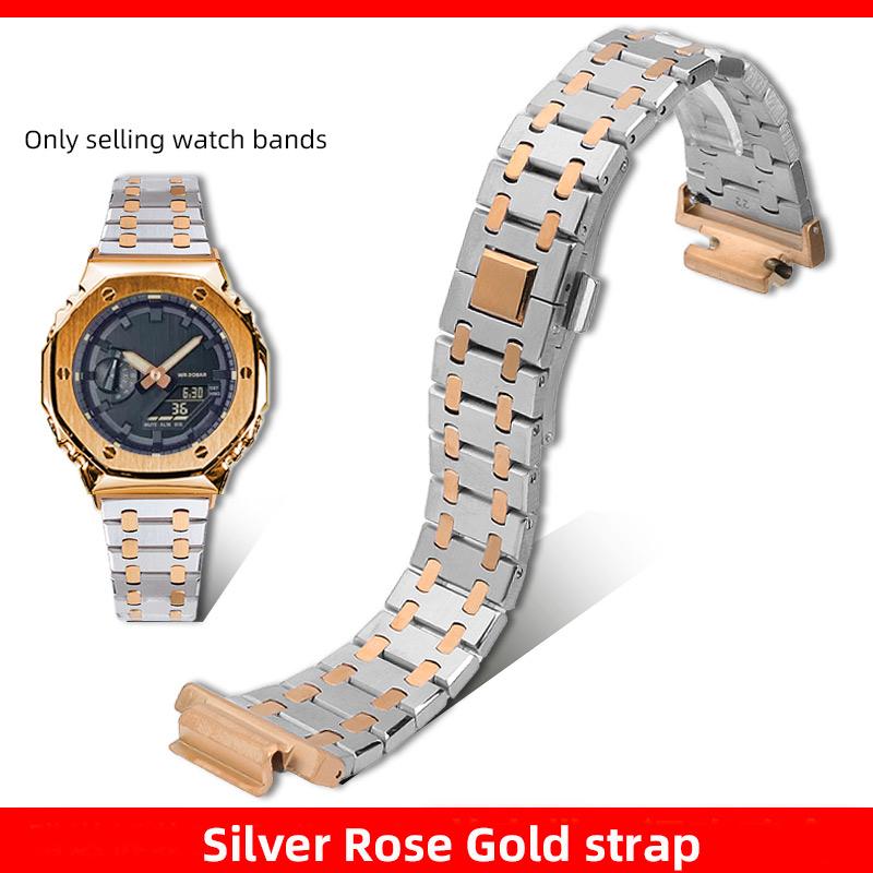 GA2100 Stainless Steel Watch Strap Metal Case For Casio G-SHOCK GA-2100 GA-2110 GA-B2100 Modified Bezel Watch Band Bracelet 16mm