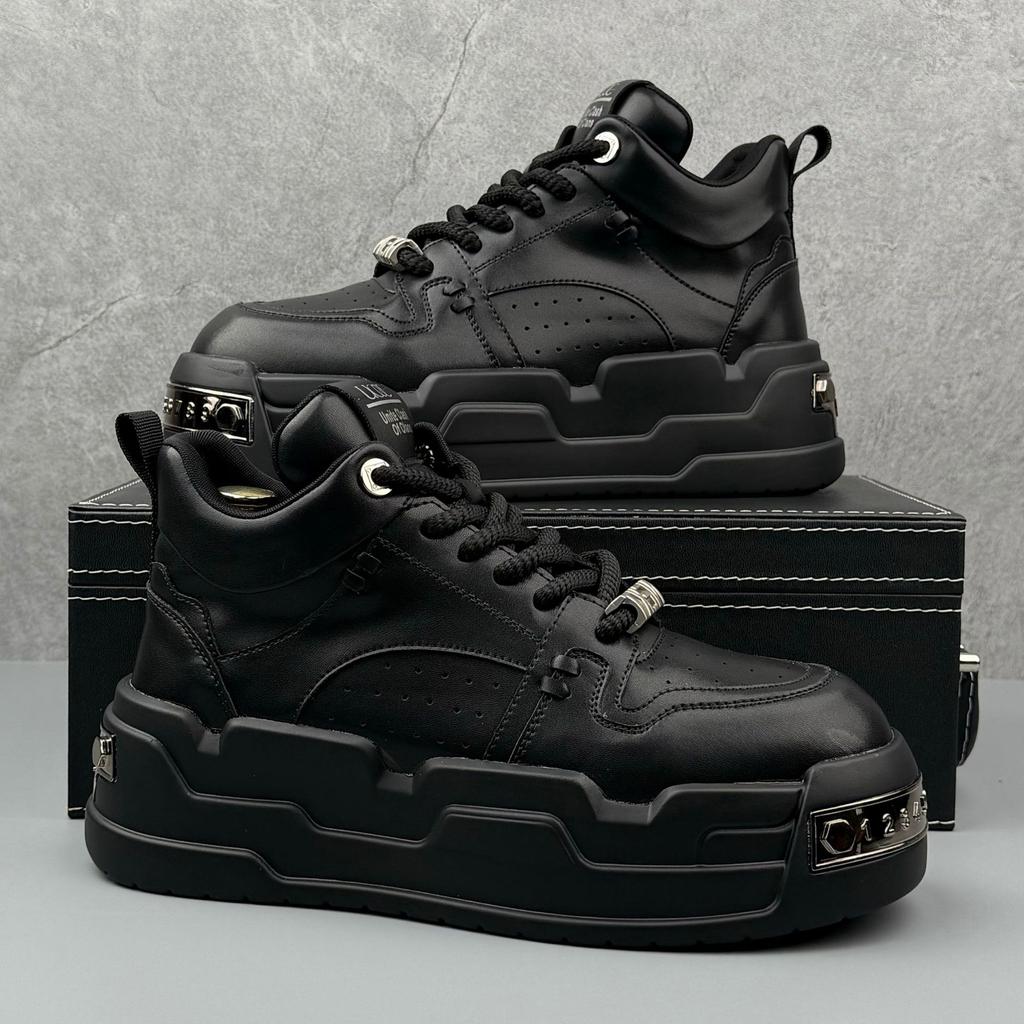 Thick Sole Men's Sneakers Spring Men Leather Casual Shoes High-quality Men Running Shoes Lace Up Women's Platform Sport Shoes