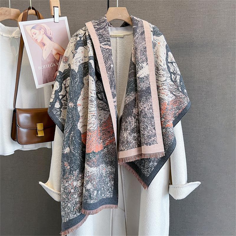 Warm Bufandas Female Women Winter Scarf Pashmina Cashmere Wraps Design Luxury Dot Print Thick Hijab Blanket Shawl Stoles