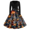 Halloween Print Flare Dress For Women Långärmad Klänning Hollow Party Casual Klänningar