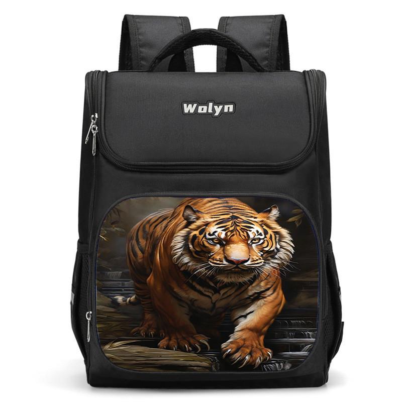 Stylish And Durable Tiger Backpack For Elementary School Kids Unisex High Capacity