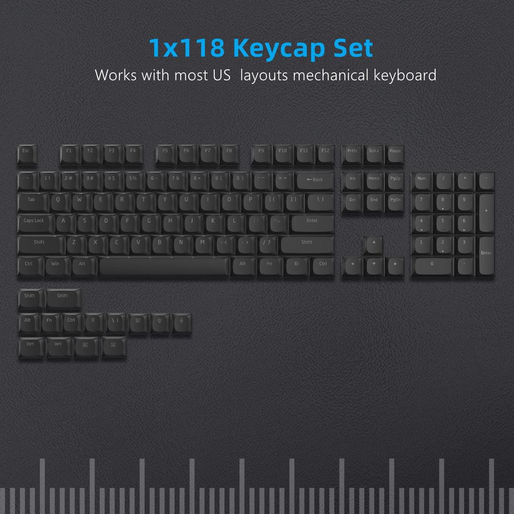 Womier Profil Scund Shine Through Taste Personalizate pentru Tastatură Switch-uri Cherry Gateron MX Mecanice Taste cu Iluminare de Fundal Neagră, Taste, 75% 60% 65% 75% 80%