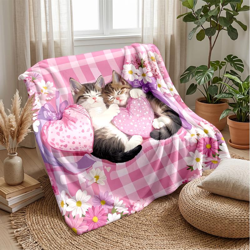Cats with Encouraging Message Blanket Personalized Name Flannel Blanket Soft Cozy Plush Throw for Sofa Bed Lightweight Home Decor