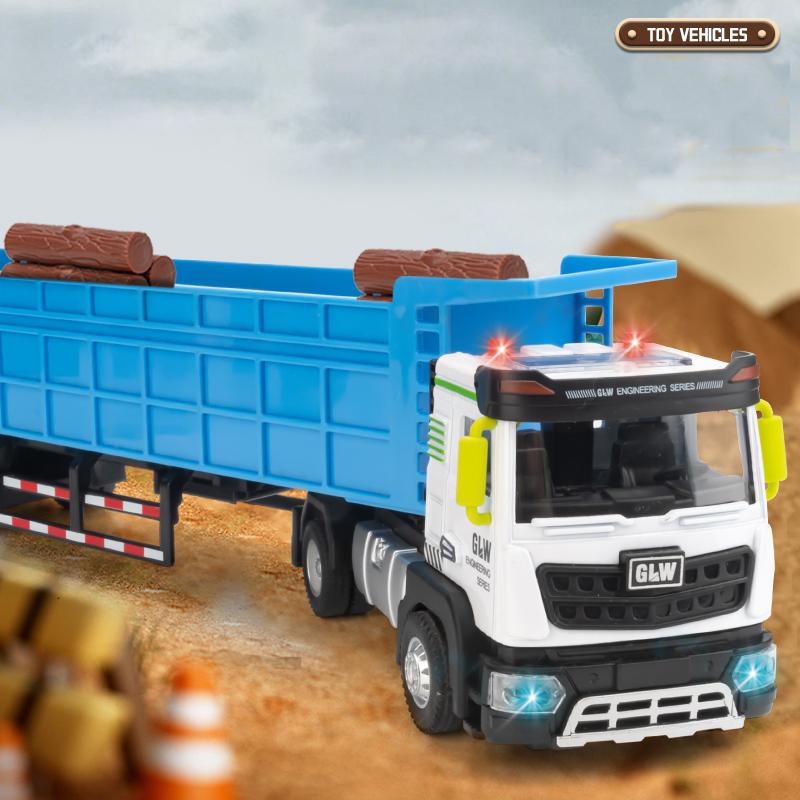 1:40 3Styles Blue Pullback Engineering Flatbed Transport Vehicle Trailer Truck Rescue Car Alloy Toys For Children Boys Gifts