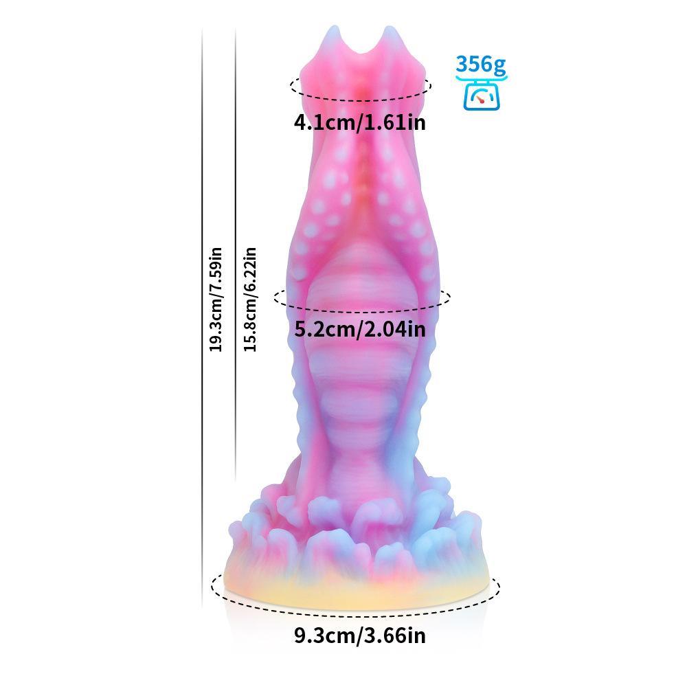 Mixed Color Glow in The Dark Dog Dildo Alien Simulation Penis Fake Penis Male and Female Flirting Masturbator Sex Toy