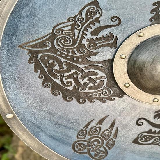 Bouclier Viking en Bois de 45,72 cm, Prêt au Combat, Bouclier Viking Valhalla Cadeau pour Hommes, Bouclier Viking Cosplay, Cadeau Costume d'Halloween Bouclier Nordique