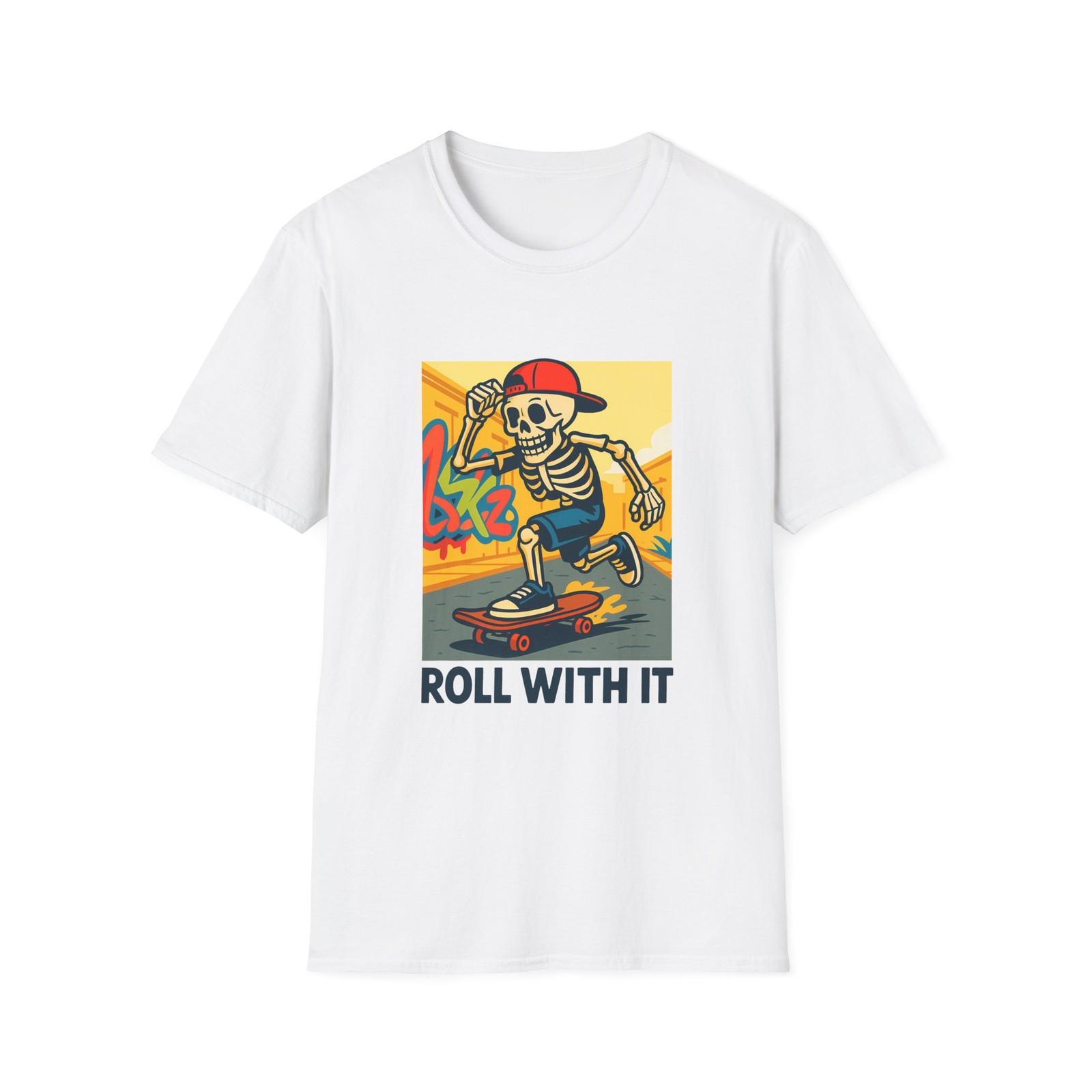 Unisex Softstyle T-Shirt Skeleton Skateboarding Urban Street S