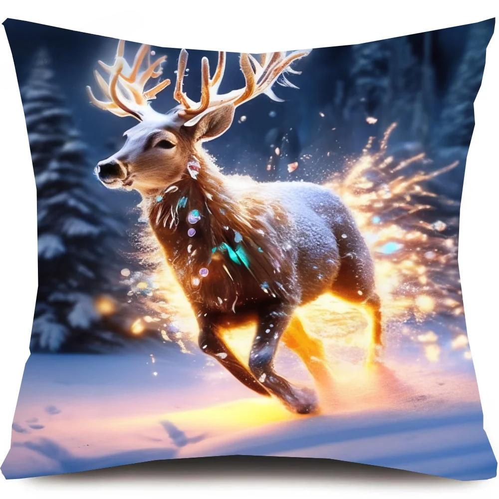 Weihnachts-Hirsch Kissenbezug Kissenbezug Sofakissenbezug Zimmer Heimdekoration
