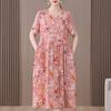 Plus Size Women's Summer Dress Elegant Loose Short Sleeve Long Dress Female Vintage Clothes