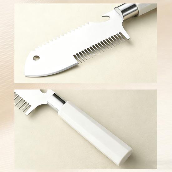 Stainless Steel Scallion Shredder with Slicer & Bottle Opener 3-in-1 Kitchen Tool for Ginger Leek Fish Scaling Rust-Proof Kitchen Gadget for Fast Meal