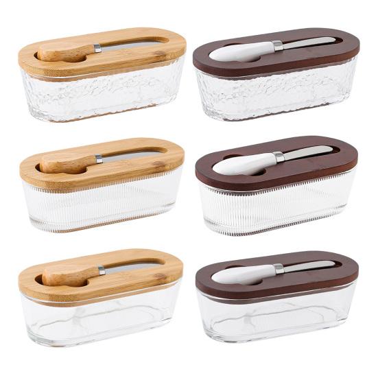 Szklany pojemnik na masło Yousheng z pokrywką, szpatułką, dużą maselniczką, łatwy do czyszczenia pojemnik na masło, niezbędny dodatek dla miłośników masła