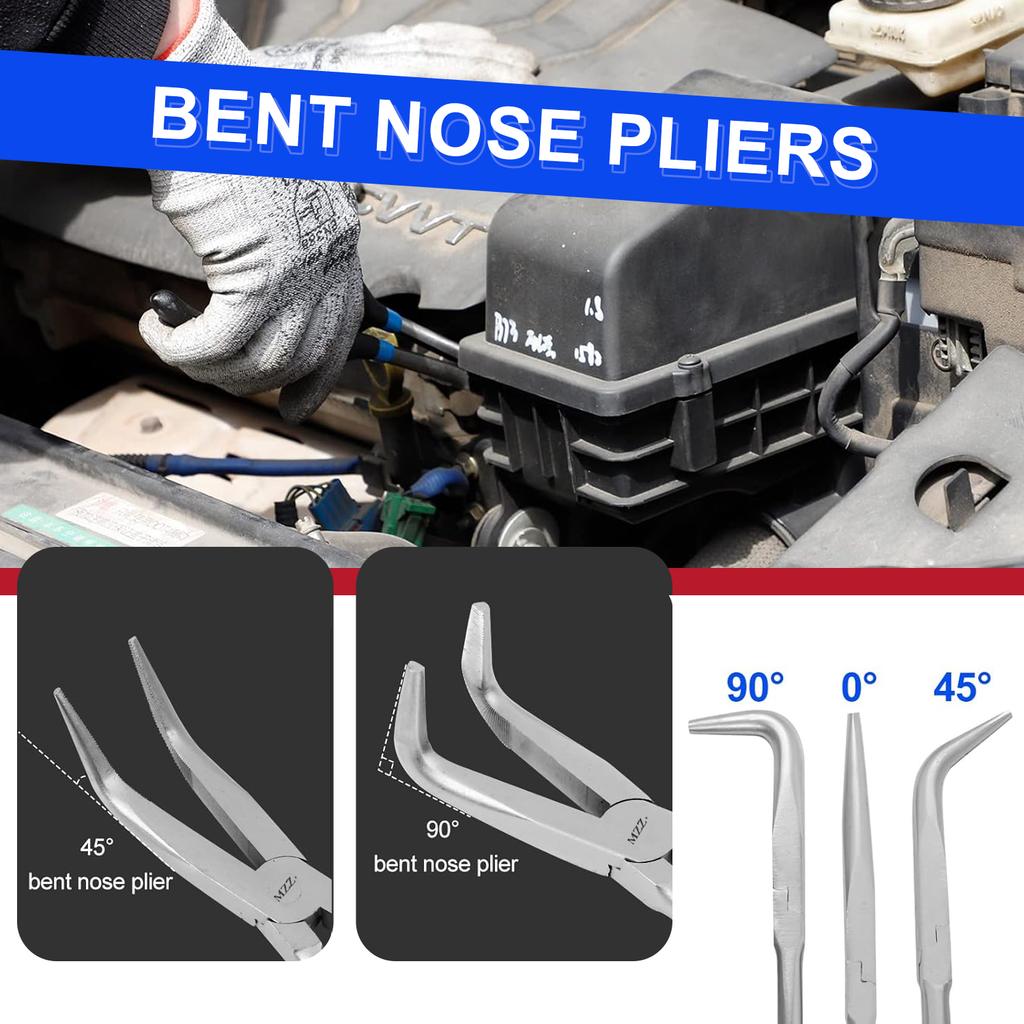 5 PCS 11" Extra Long Needle Nose Pliers Tool Set, Premium CRV Steel,for Hard-to-Reach Narrow Spaces