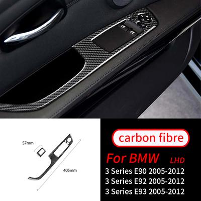 Για BMW E90 E92 E93 Σειρά 3 2005-2012 2 ΤΕΜ. Διακόπτης παραθύρου αυτοκινήτου από ανθρακονήματα πραγματικού ανθρακονήματος Κάλυμμα πλαισίου κουμπιού πίνακα ανύψωσης