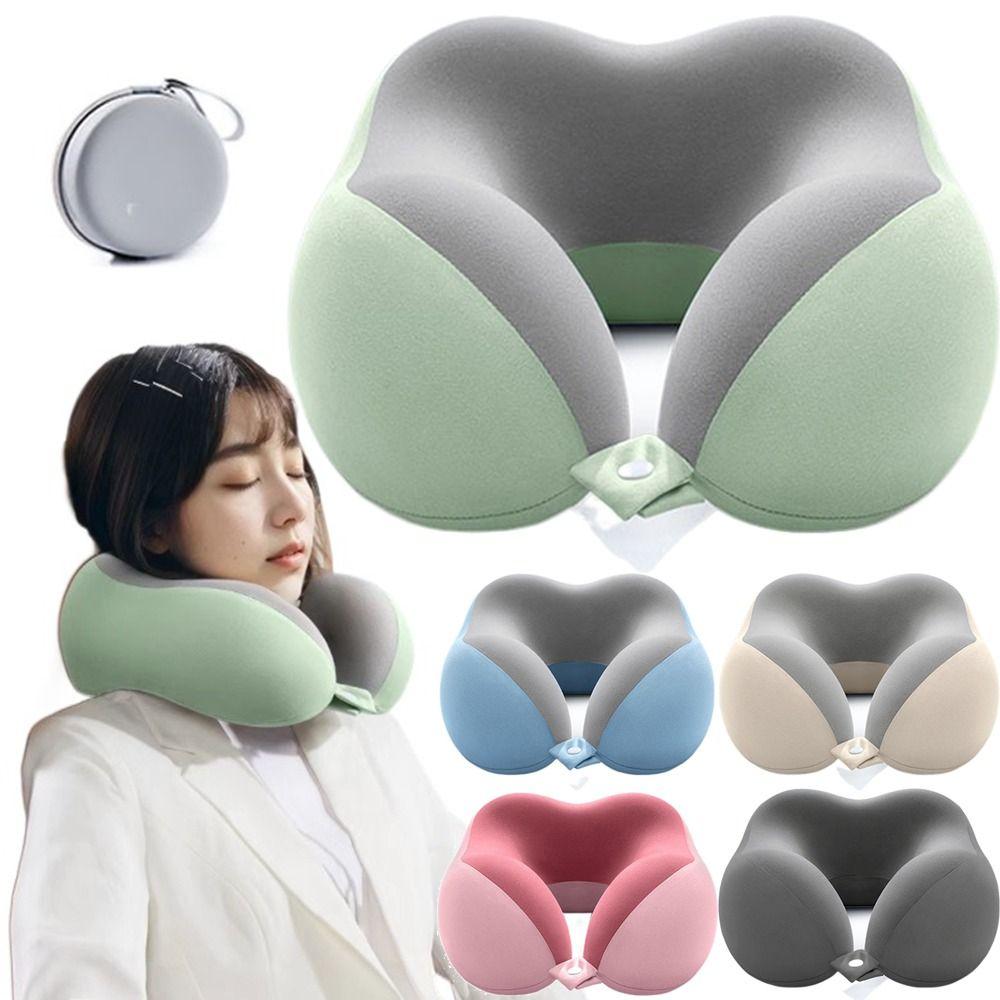 

360 Degree Head Support U-Shaped Pillow Portable Napping Pillow Multi Scenario Apply Gray white with box